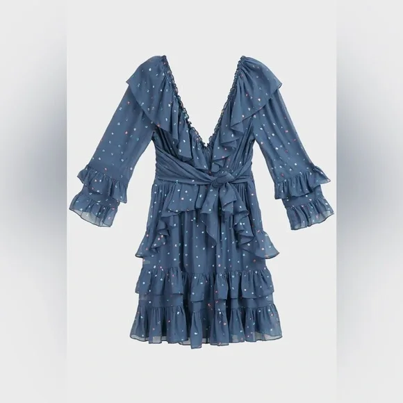 Rebecca Taylor glitter gem ruffle mini dress - Picture 4 of 9